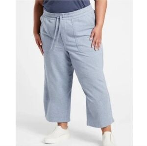 Athleta Farallon Blue Heathered Wide Leg Crop Sweats Size 22 Athleisure Lounge